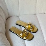 Chanel 26S Gold Crackled Laminated Calfskin CC Flat Mule Sandals