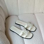 Chanel 26S White Calfskin CC Logo Flat Sandals