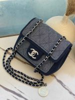 Chanel Bicolor CC Medallion Denim Square Mini Classic Flap Bag