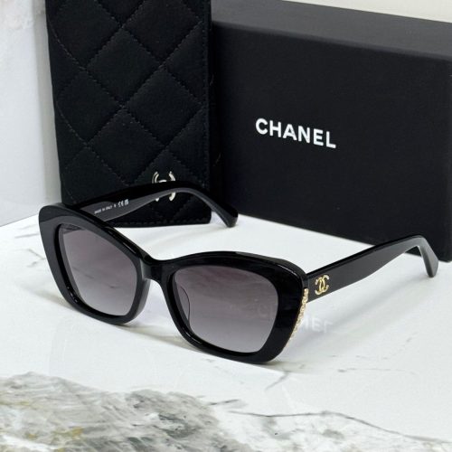 Chanel Black Acetate Pearl Cat Eye CC 5481H Sunglasses