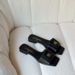 Chanel Black Lambskin Leather CC Turnlock Mule Sandals