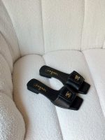 Chanel Black Lambskin Leather CC Turnlock Mule Sandals