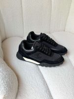 Chanel Black Mixed Fibers Suede Calfskin Womens CC Sneakers
