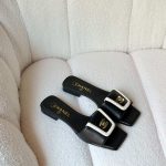 Chanel Black White Square Lambskin Leather CC Turnlock Mule Sandals