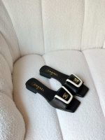 Chanel Black White Square Lambskin Leather CC Turnlock Mule Sandals