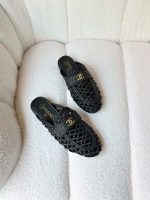 Chanel Braided Woven Lambskin Leather Mule Sandals black