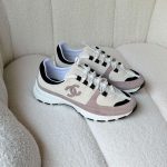 Chanel Calfskin Light Pink Suede CC Sneakers