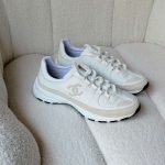 Chanel Calfskin Off White Suede CC Sneakers
