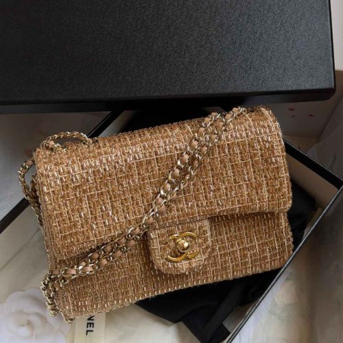 Chanel Gold Sequin and Beaded Classic Flap Shoulder Bag