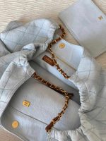 Chanel Small Shopping Tote Coco Beach Denim & Calfskin Light Blue Brown
