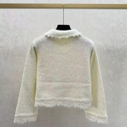 Chanel White Textured Knit Cardigan Jacket & Mini Skirt Set