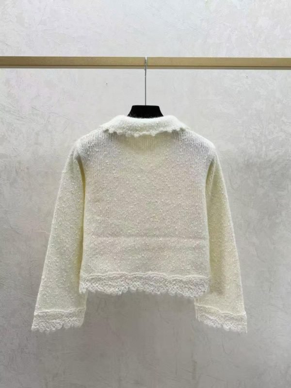 Chanel White Textured Knit Cardigan Jacket & Mini Skirt Set