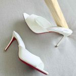 Christian Louboutin Miss Z 100MM Patent Leather Mule Heels In White