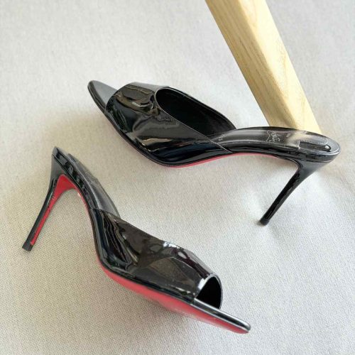 Christian Louboutin Miss Z 100MM Patent Leather Mule Heels in Black