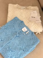 Dior Dioriviera Bow Embroidered Openwork Cotton Knit Cardigan