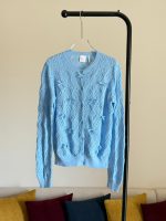 Dior Dioriviera Bow Embroidered Openwork Cotton Knit Cardigan Blue