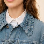 Dior Dioriviera Light Wash Denim Jacket With Floral Embroidered Collar