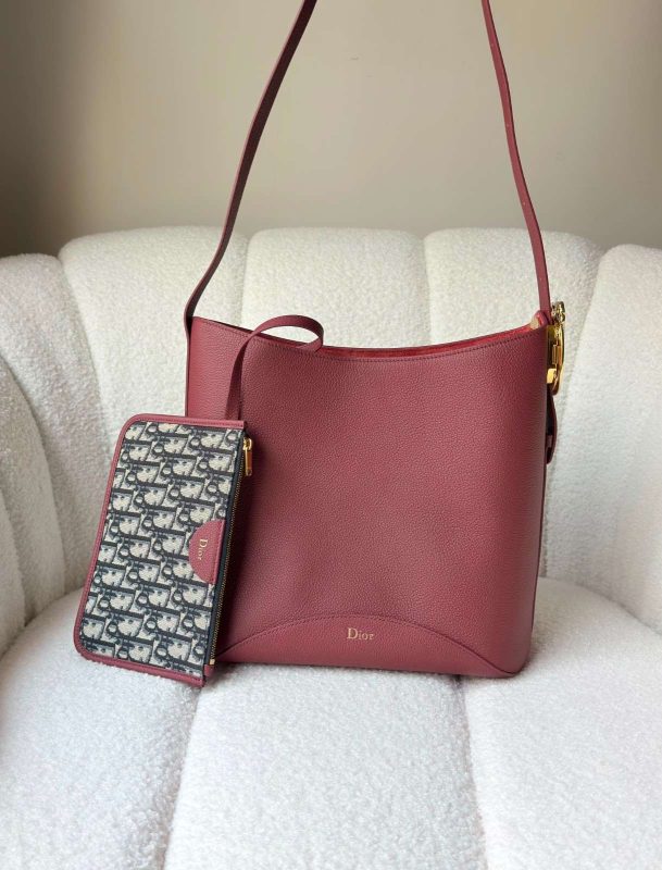Dior Medium Médaillon Bucket Bag Red Grained Calfskin
