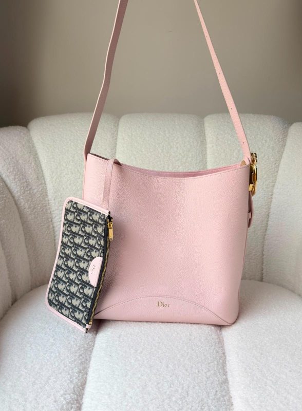 Dior Medium Médaillon Bucket Bag Soft Pink Grained Calfskin