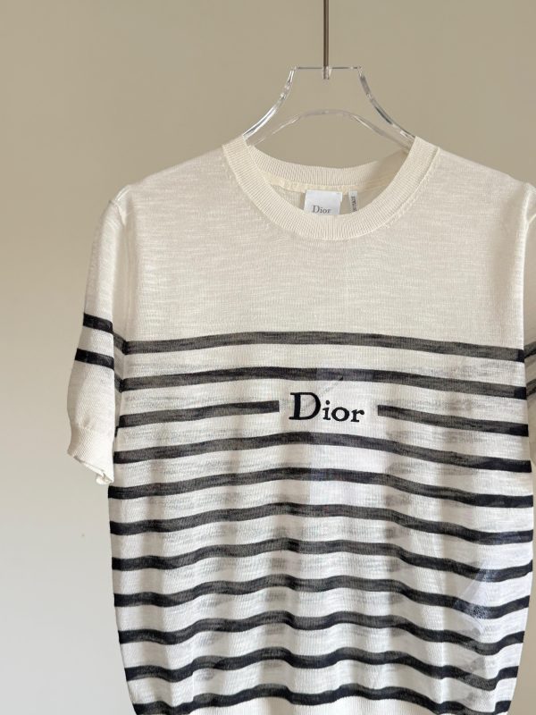 Dioriviera Short-Sleeved Sweater Horizontal Blue D-stripes