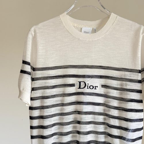 Dioriviera Short-Sleeved Sweater Horizontal Blue D-stripes