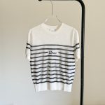 Dioriviera Short-Sleeved Sweater Horizontal Blue D-stripes
