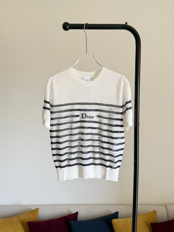 Dioriviera Short-Sleeved Sweater Horizontal Blue D-stripes