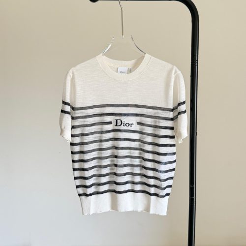 Dioriviera Short-Sleeved Sweater Horizontal Blue D-stripes
