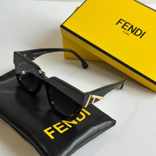 Fendi First F Motif Gold Metal Black Sunglasses