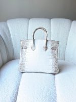 Hermes Birkin 25 Himalaya Niloticus Crocodile Embossed Leather Palladium Hardware