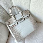 Hermes Birkin 25 Himalaya Niloticus Crocodile Embossed Leather Palladium Hardware