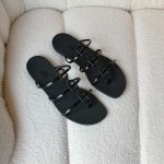 Hermes Black Mykonos Flat Rubber Sandals