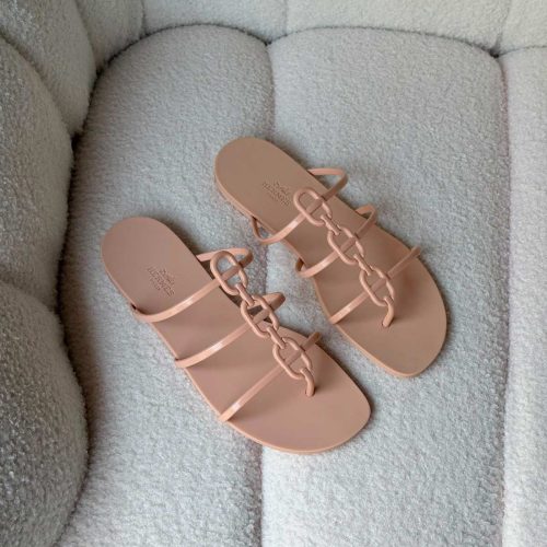 Hermes Nude Mykonos Flat Rubber Sandals