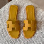 Hermes Oran Yellow Epsom Leather Flat Sandals