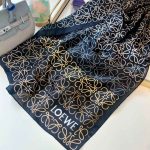 Loewe Navy Blue Gradient Anagram Print Silk Scarf