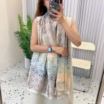 Loewe White Multicolor Anagram Print Silk Scarf