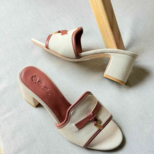 Loro Piana Heeled Sandal With Brown Leather Trim