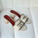 Loro Piana Summer Charms Heeled Sandal With Grey Leather Trim