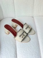 Loro Piana Summer Charms Heeled Sandal With Grey Leather Trim