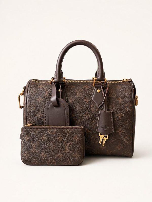 Louis Vuitton Speedy P9 Bandoulière 25 Coffee Bean Calfskin Monogram Handbag