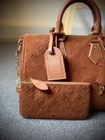 Louis Vuitton Speedy P9 Bandoulière 30 Brown Suede Monogram Bag