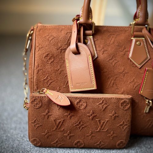Louis Vuitton Speedy P9 Bandoulière 30 Brown Suede Monogram Bag