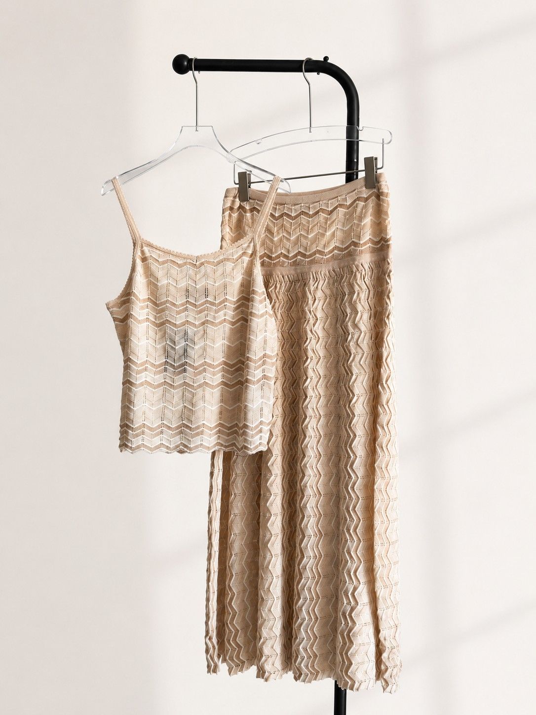 Missoni Beige Zigzag Knit Camisole & Midi Skirt Co-Ord Set Missoni Beige Zigzag Knit Camisole & Midi Skirt Co-Ord Set