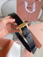 Miu Miu Black Nappa Leather Logo Engraved Buckle Belt