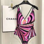 Pucci V-Plunge Pink Iride Print Swimsuit