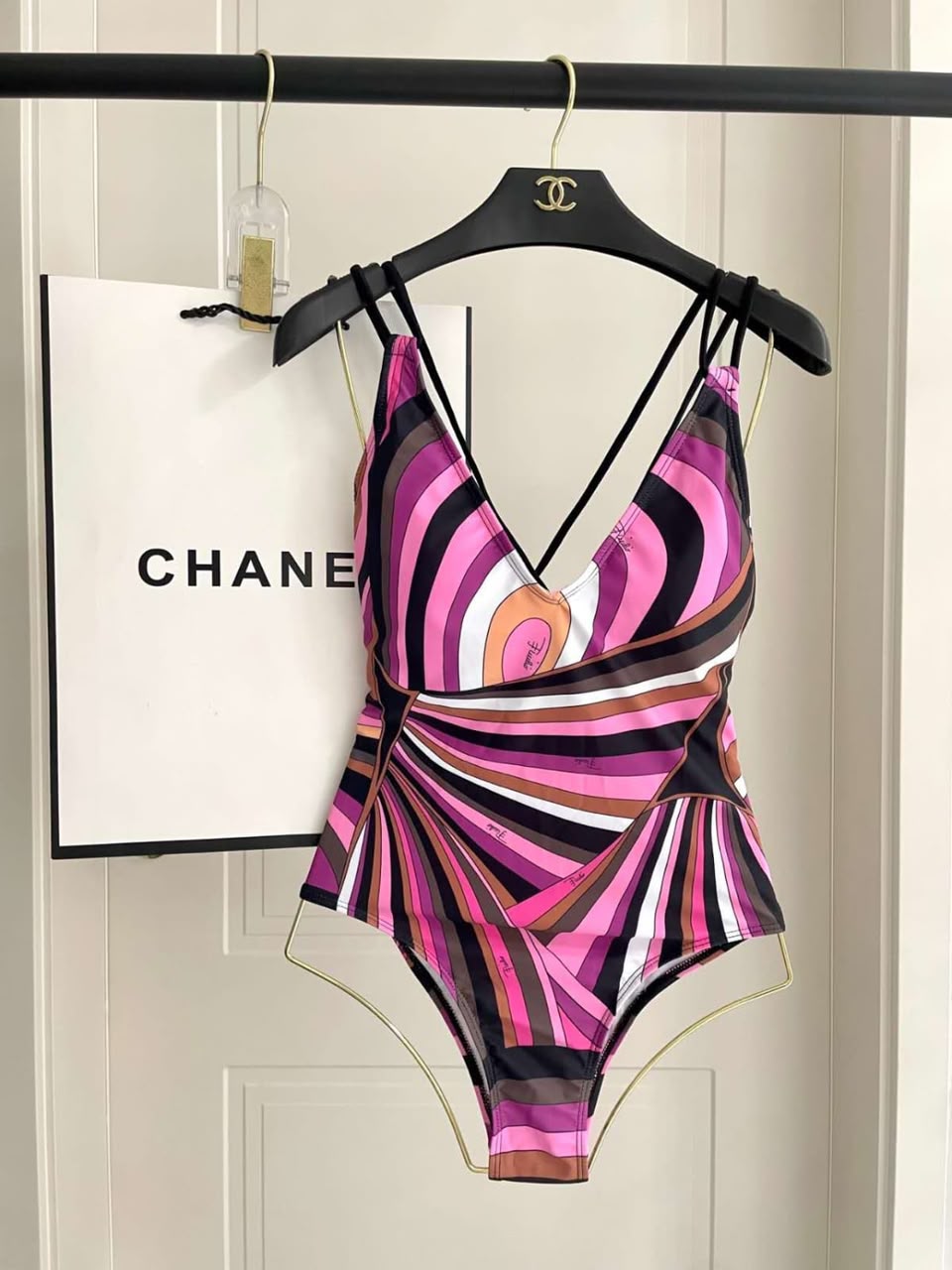 Pucci V-Plunge Pink Iride Print Swimsuit Pucci V-Plunge Pink Iride Print Swimsuit