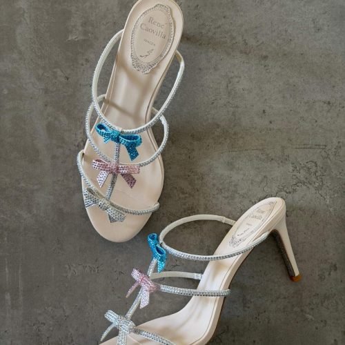 Rene Caovilla Caterina Mule 80 Multicolor Crystal Satin Sandals