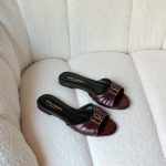 Saint Laurent Babylone Burgundy Leather Slides Gold Cassandre YSL Logo