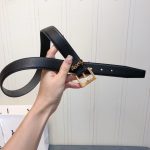 Saint Laurent Cassandre Black Grained Leather YSL Logo Belt