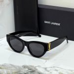 Saint Laurent SL M94 Black Acetate Cat-Eye Gold YSL Logo Sunglasses